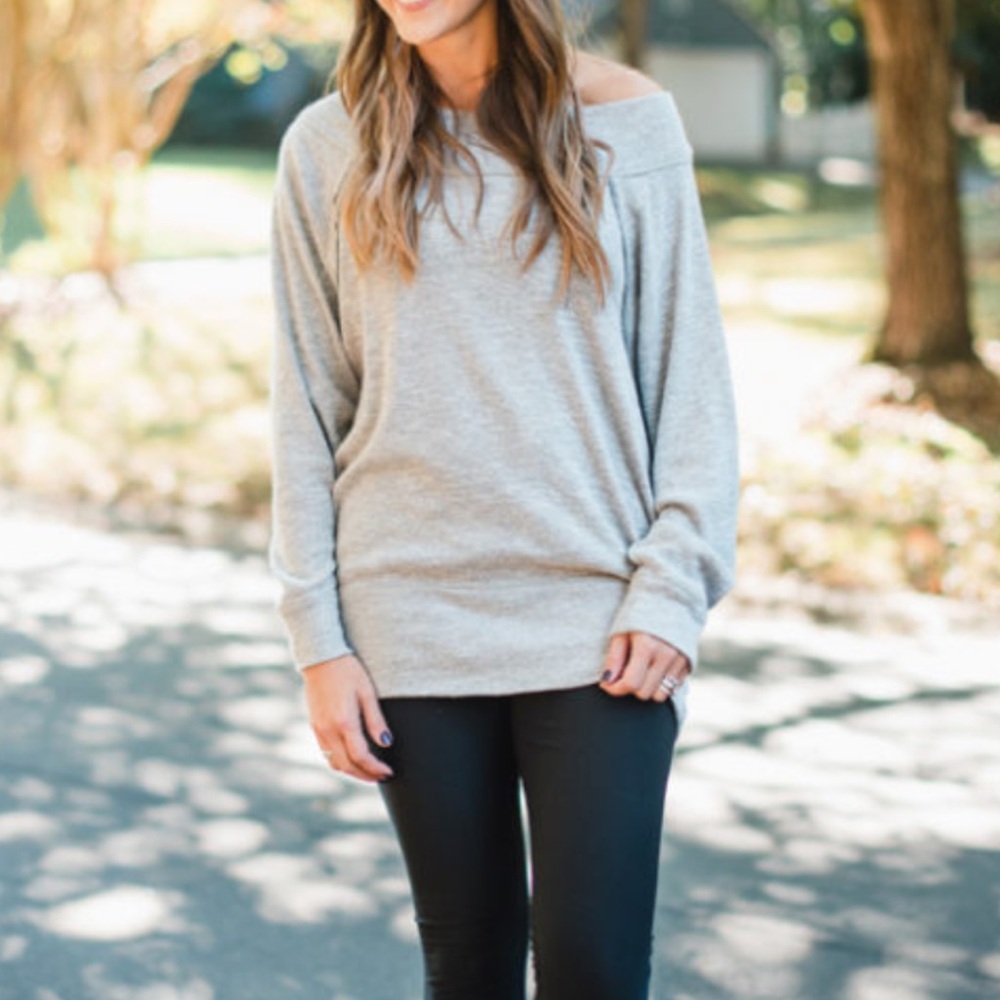 Women's Free People Off-Shoulder Gray Sweater
